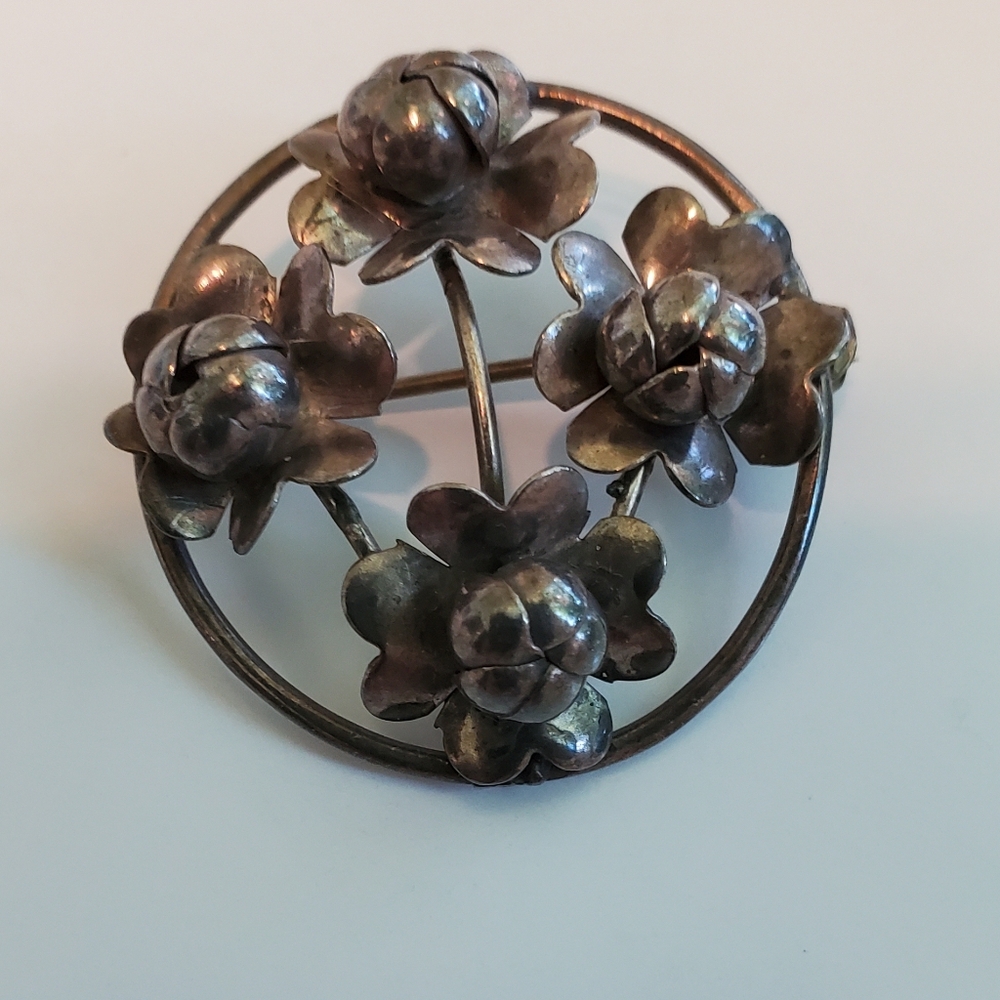 Brooch Sterling Silver Floral Hand Made Vintage Estate Piece Gorgeous